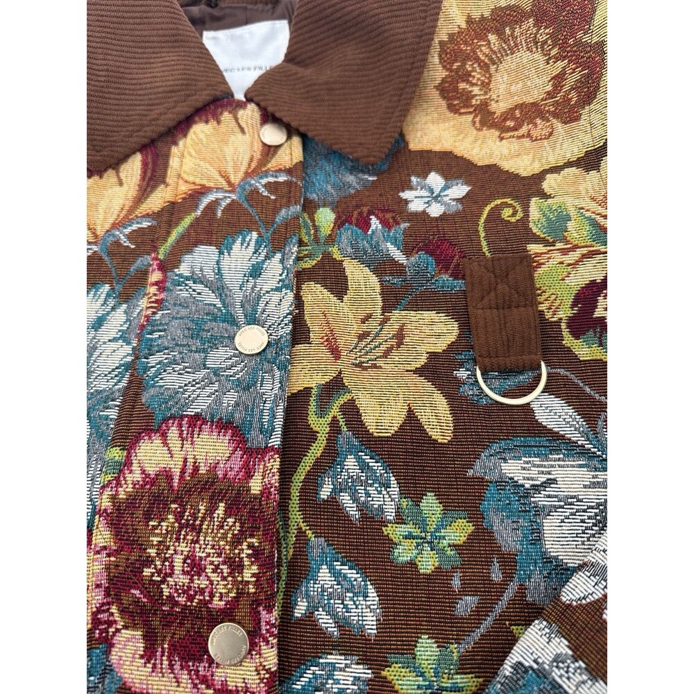 Anthropologie Avec Les Filles Floral Tapestry Jacket Women's XL Brown Corduroy - Picture 9 of 13